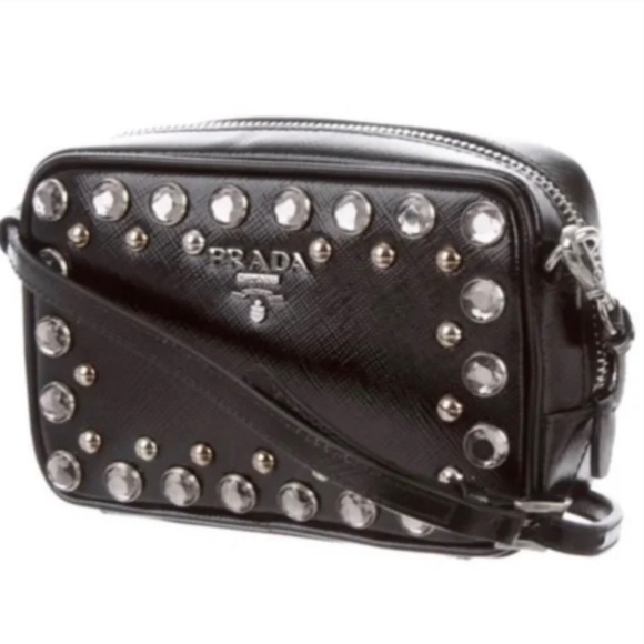 *PRADA* Bijoux Crystal Studded *Mini* Saffiano Patent Crossbody - Picture 1 of 12